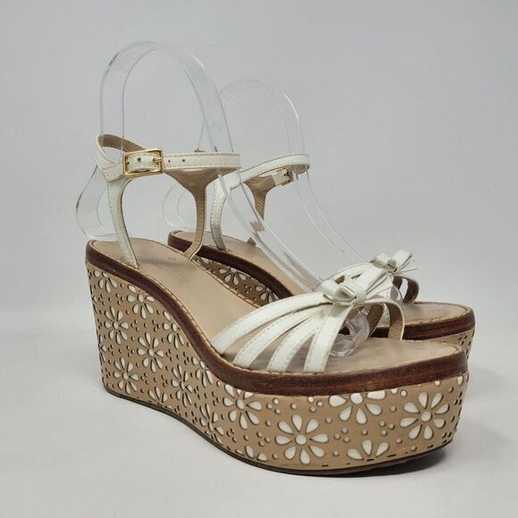 kate spade Shoes - Kate Spade Sandals Womens 7M Titi White Vacchetta Platform Leather Floral